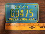 Vintage Original 1979 West Virginia Motorcycle License Plate G8475