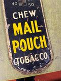 Original 1941 Porcelain Chew Mail Pouch Tobacco Advertising Thermometer Sign