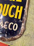 Original 1941 Porcelain Chew Mail Pouch Tobacco Advertising Thermometer Sign