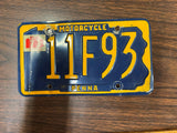 Vintage Original 1973 Pennsylvania Motorcycle License Plate 11F93 Man Cave