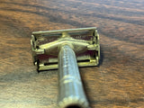 Vtg Gillette Flair Tip Safety Razor Shaving Grooming 50's TTO Twist to open tool