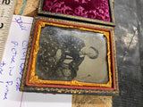 Antique 1860s ambrotype picture Tin Type thermoplastic case velvet Civil War Era
