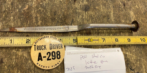Vtg PIttsburgh Steel Co. Letter Opener Drivers ID Badge Advertising Sign Collect