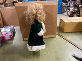 VTG 16" Heritage Mint Porcelain Doll Wearing Green Coat White Fur