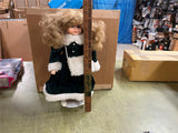 VTG 16" Heritage Mint Porcelain Doll Wearing Green Coat White Fur