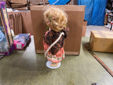 VTG 16" Heritage Mint Porcelain Doll Wearing Pink Dress Curly Hair