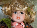 VTG 16" Heritage Mint Porcelain Doll Wearing Pink Dress Curly Hair