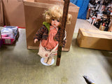 VTG 16" Heritage Mint Porcelain Doll Wearing Pink Dress Curly Hair