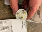 BRYANT 5666-N WHITE 2-pole 3W 15A 250V NEMA 6-15 PLUG F-5  Tech-Spec Straight Bl