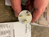 BRYANT 5666-N WHITE 2-pole 3W 15A 250V NEMA 6-15 PLUG F-5  Tech-Spec Straight Bl