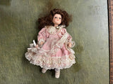 VTG 12" Collectable Memories Porcelain Doll Pink Dress Brooch