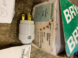 BRYANT 5666-N WHITE 2-pole 3W 15A 250V NEMA 6-15 PLUG F-5  Tech-Spec Straight Bl