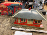 Vtg MARX Whistling Girard #2960 Toy HO American Flyer Lionel Train Station w/box