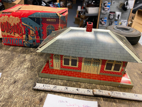 Vtg MARX Whistling Girard #2960 Toy HO American Flyer Lionel Train Station w/box
