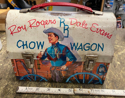 Vtg 1950's Roy Rogers Dale Evans Chow Wagon Lunchbox Cowboy Western Collectible!