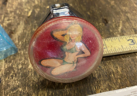 Vtg 50’s Hot Girl steering wheel spinner suicide knob Hot Rod Tractor Red Auto T
