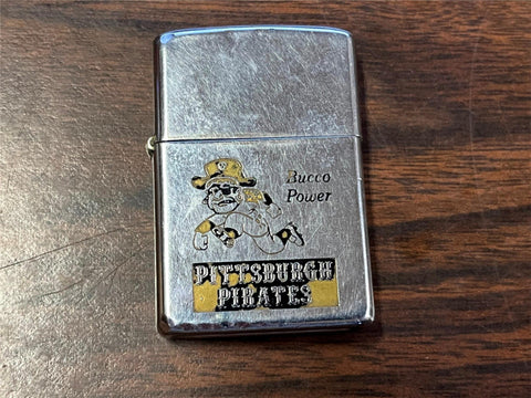 Vtg 1980 Zippo Lighter Bucco Power Pittsburgh Pirates Team Baseball Souvenir Pgh