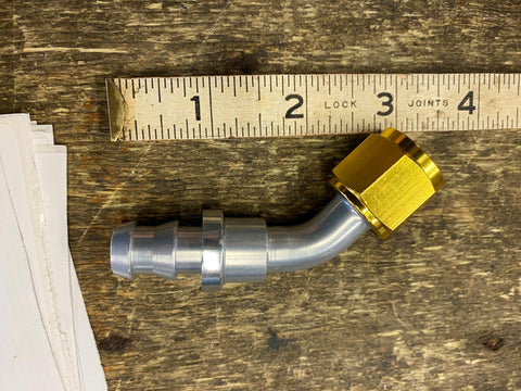 45 Degree Push Lock Fuel Line Performance Hose End Fitting Adaptor Quick change