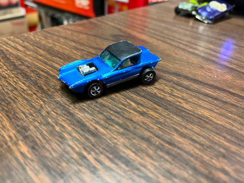 Vintage 1967 Mattel USA Hot Wheels Relines Python Blue White Interior