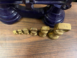 VTG 1940s Old Blue Enamel Metal Kitchen weight balance Scale w/ brass weights