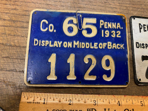 Vtg  1932 Hunting License PA Metal Tag Paperwork Collectible Game Hunter Commiss
