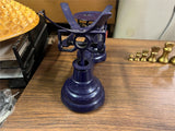 VTG 1940s Old Blue Enamel Metal Kitchen weight balance Scale w/ brass weights