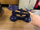 VTG 1940s Old Blue Enamel Metal Kitchen weight balance Scale w/ brass weights