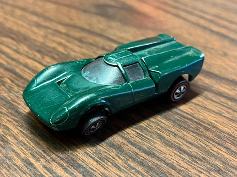 Vintage 1968 Mattel USA Hot Wheels Redlines Lola GT70 Green Enamel