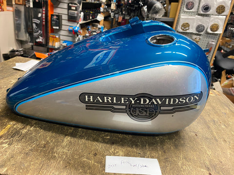 Dyna Low Rider Gas Fuel Tank Teal Blue Silver Harley FXDL OEM Nice!