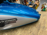 Dyna Low Rider Gas Fuel Tank Teal Blue Silver Harley FXDL OEM Nice!