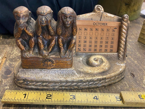 Terminal Tower Cleveland OH See no Evil Antique Desk Calendar Display Souviner!