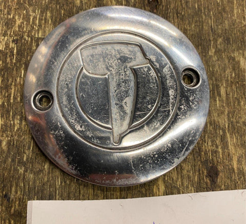 Titan Motorcycle co Points Timer Cover Emblem Vtg Chopper Billet Harley Evo S&S