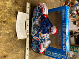 NOS Japan Police Bike Tin Toy Motorcycle Friction Powered Litho Orig Box Minty!