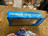NOS Japan Police Bike Tin Toy Motorcycle Friction Powered Litho Orig Box Minty!