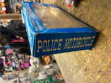 NOS Japan Police Bike Tin Toy Motorcycle Friction Powered Litho Orig Box Minty!