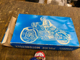 NOS Japan Police Bike Tin Toy Motorcycle Friction Powered Litho Orig Box Minty!