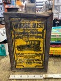 1900's Antique WONDER MIST auto cleanser & polish Oil Gas Can Vtg Pope Advertisi