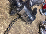 Vtg Flying Pig Wings Bell Wind Chime Cast Iron Antique Hanging Decor Collectible