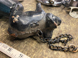 Vtg Flying Pig Wings Bell Wind Chime Cast Iron Antique Hanging Decor Collectible