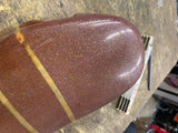 Vtg Bicycle Banana SEat Brown Metallic Gold stripe Schwinn Huffy Sears Iverson