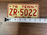 VTG Original 1978 Tennessee Motorcycle License Plate ZR-5022 Harley Indian