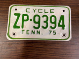 VTG Original 1975 Tennessee Motorcycle License Plate ZP-9394 Harley Indian