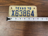 VTG Original 1970 Texas Motorcycle License Plate X63864 Harley Indian