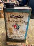 Vtg Maytag Multi-Motor Oil can Qt 30s Tin Antique Washer Gas powered Collectible