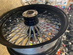Black Chrome 48 King Fat Spoke 17X6 Rear Wheel Custom 200 Harley Softail Chopper