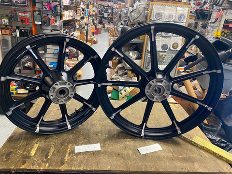 Factory 9 Spoke Mag Wheels Harley Sportster Iron Black Dyna Street Bob Superglid