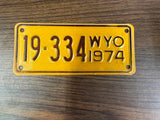 VTG Original 1974 Wyoming Motorcycle License Plate 19-334 Harley Indian