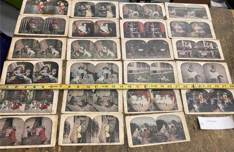 Stereoview Photo picture Cards Lot Stereoscope 1920's Dog Lover Pets antique