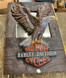 Vtg Plaster Harley Davidson Eagle Wall Sign Mirror Display 23x15 Dealer Plaque!