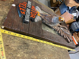 Vtg Plaster Harley Davidson Eagle Wall Sign Mirror Display 23x15 Dealer Plaque!